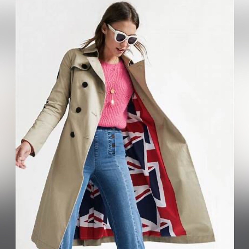 Boden Whitstable Union Jack Trench Coat Sz 6